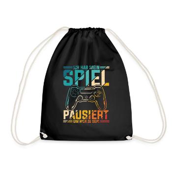 Gamer Zocker Design PC Spiel Gaming Geschenk Gamer - Turnbeutel - Schwarz - Vorne