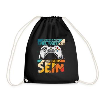 Gamer Zocker Design PC Spiel Gaming Geschenk Gamer - Turnbeutel - Schwarz - Vorne