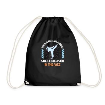 She Is Beauty She Is Grace She Will Kick You In - Drawstring Bag - black - Front