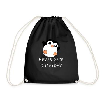 Pinguin never skip cheatday - Turnbeutel - Schwarz - Vorne