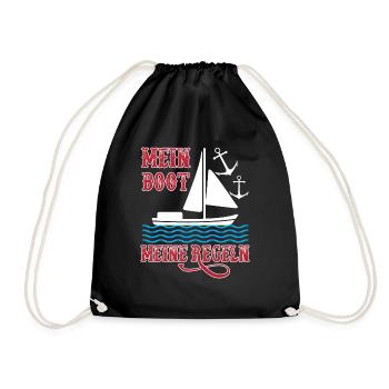 Mein Boot Meine Regeln Segeln Bootbesitzer - Turnbeutel - Schwarz - Vorne