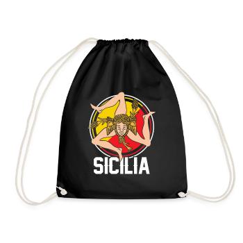 Sizilien flagge Sizilien Palermo Italien - Turnbeutel - Schwarz - Vorne