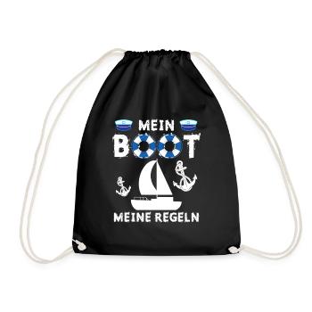 Mein Boot Meine Regeln Segeln Bootbesitzer - Turnbeutel - Schwarz - Vorne
