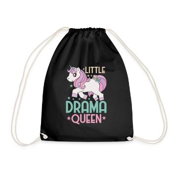 Little Drama Queen Einhorn Zicke Spruch - Turnbeutel - Schwarz - Vorne