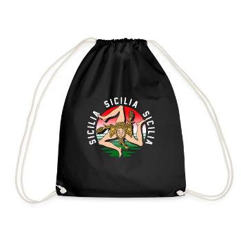 Sizilien flagge Sizilien Palermo Italien - Turnbeutel - Schwarz - Vorne