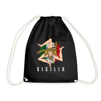 Sicily flag Sicily Palermo Italy - Drawstring Bag - black - Front