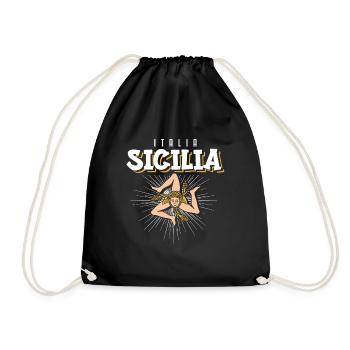Sizilien flagge Sizilien Palermo Italien - Turnbeutel - Schwarz - Vorne
