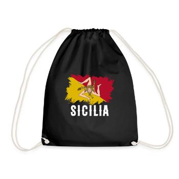 Sizilien flagge Sizilien Palermo Italien - Turnbeutel - Schwarz - Vorne