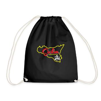 Sicily flag Sicily Palermo Italy - Drawstring Bag - black - Front