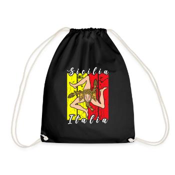 Sicily flag Sicily Palermo Italy - Drawstring Bag - black - Front