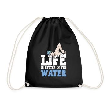 Schimmer Schwimmen Life Is Better In The Water - Turnbeutel - Schwarz - Vorne