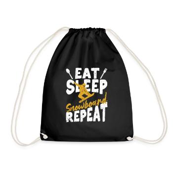 Snowboarder Funny Snowboarding Eat Sleep Snowboard - Drawstring Bag - black - Front