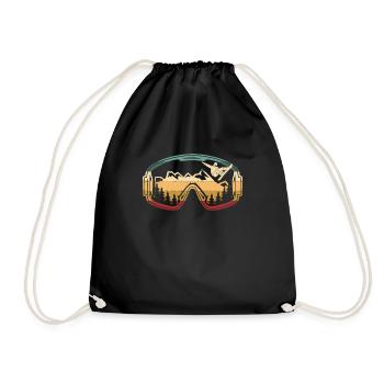 Ski Snowboard Goggles Skiing Snow Mountain Winter - Drawstring Bag - black - Front