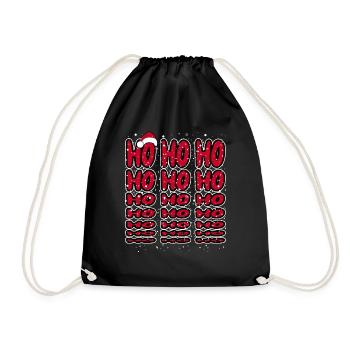 Ho Ho Ho - Christmas Weihnachten Santa Hat - Drawstring Bag - black - Front