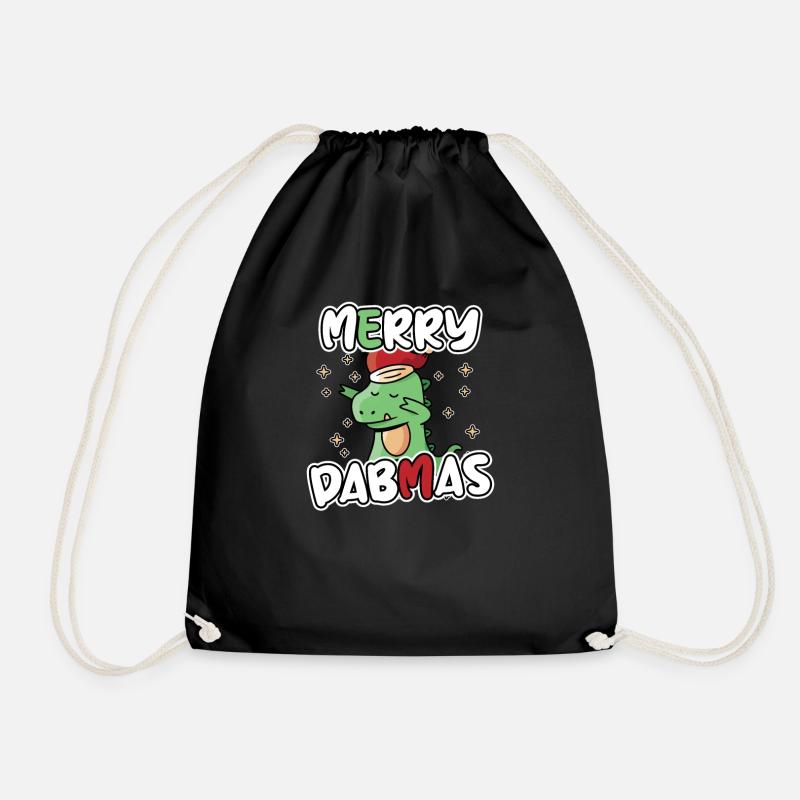 Dabbing Dino Dab Christmas - Turnbeutel - Schwarz