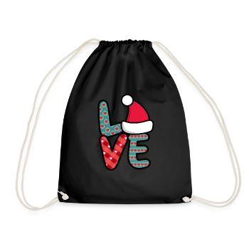 Christmas Hat Santa Love - Turnbeutel - Schwarz - Vorne