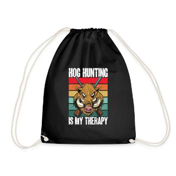 Wild boar hunting hunter wild boar - Drawstring Bag - black - Front