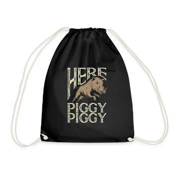 Wild boar hunting hunter wild boar - Drawstring Bag - black - Front