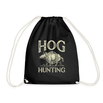 Wild boar hunting hunter wild boar - Drawstring Bag - black - Front