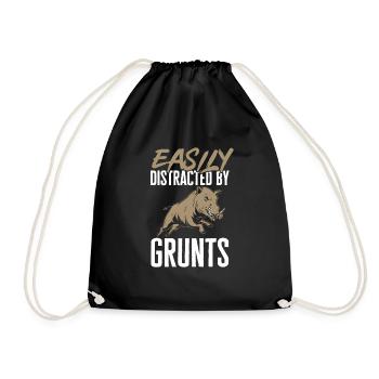 Wild boar hunting hunter wild boar - Drawstring Bag - black - Front