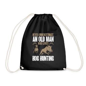 Wild boar hunting hunter wild boar - Drawstring Bag - black - Front