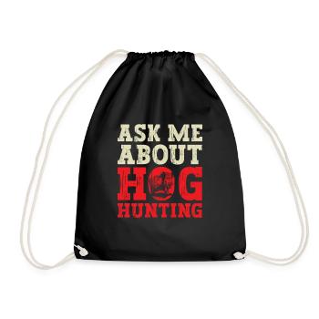 Wild boar hunting hunter wild boar - Drawstring Bag - black - Front
