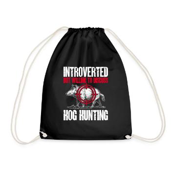 Wild boar hunting hunter wild boar - Drawstring Bag - black - Front