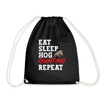 Wild boar hunting hunter wild boar - Drawstring Bag - black - Front