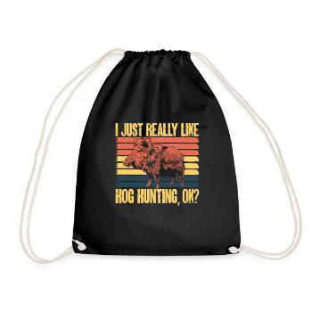 Wild boar hunting hunter wild boar - Drawstring Bag - black - Front