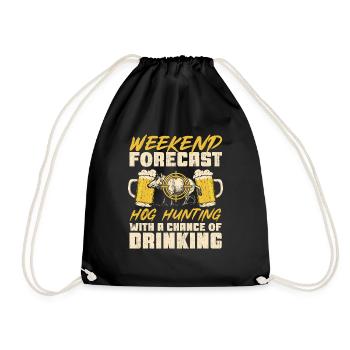 Wild boar hunting hunter wild boar - Drawstring Bag - black - Front