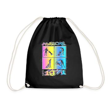Awesome since 1971. Agility, Hundetraining - Drawstring Bag - black - Front