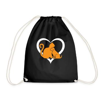 Dog Lover Dog and Cat Lover - Funny Cat & Dog Hear - Turnbeutel - Schwarz - Vorne