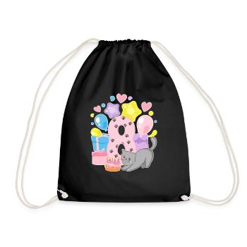 Chemise d’anniversaire Chaton enfin fille de 8 ans - Sac de sport léger - noir - Devant