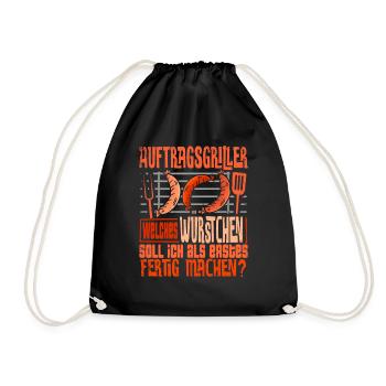 Auftragsgriller Grillen Barbecue Bbq Grillmeister - Turnbeutel - Schwarz - Vorne