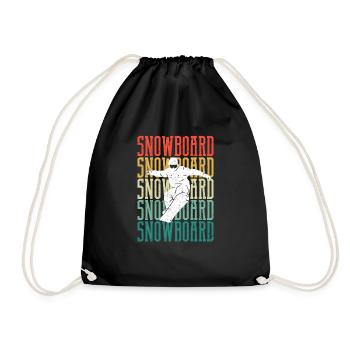 Snowboard Retro Vintage Snowboarding Silhouette - Turnbeutel - Schwarz - Vorne