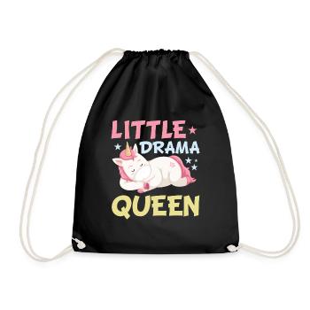 Little Drama Queen Einhorn Zicke Spruch - Turnbeutel - Schwarz - Vorne
