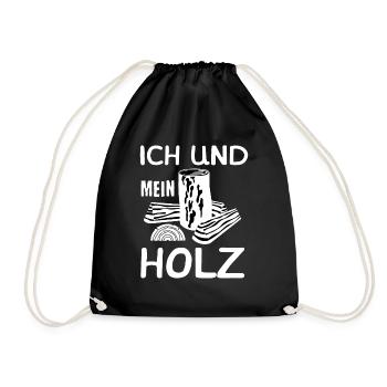 Ich Und Mein Holz Holzfäller Forstwirt Förster - Turnbeutel - Schwarz - Vorne