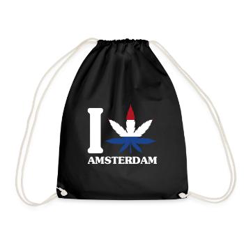 I love Holland souvenir dutch tourists - Drawstring Bag - black - Front