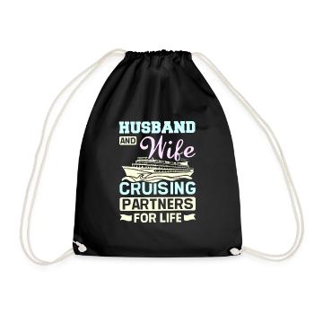 Family Couple Husband and wife cruising prartners - Drawstring Bag - black - Front