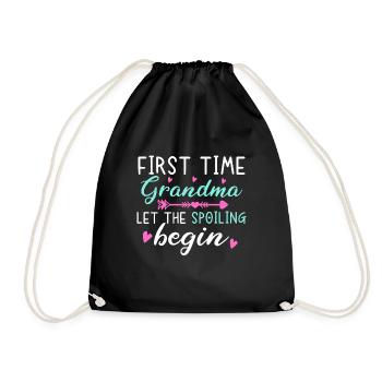 For the first time, grandma let the loot begin - Drawstring Bag - black - Front