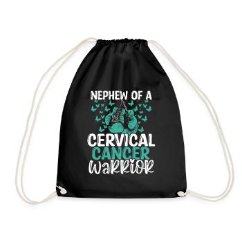 Cervical Cancer Awareness Nephew Aunt Uncle - Drawstring Bag - black - Front