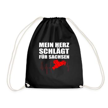 Herzschlag Sachsen Liebe Heimat - Turnbeutel - Schwarz - Vorne