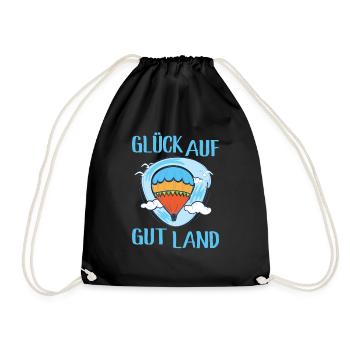 Heissluftballonfahrer Glück Auf Gut Land Geschenk - Turnbeutel - Schwarz - Vorne