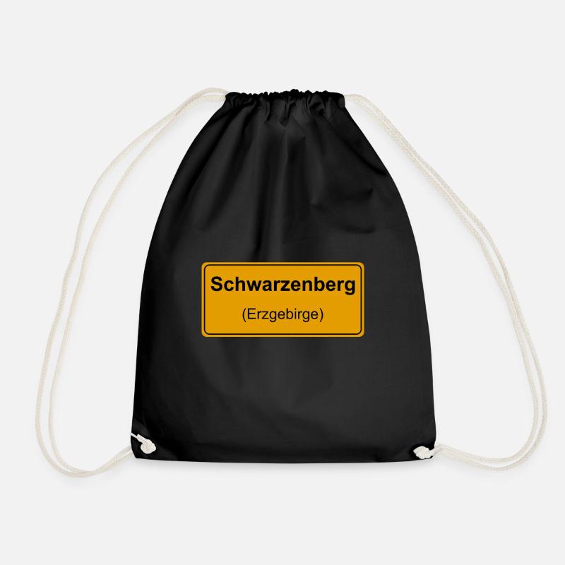 Schwarzenberg Erzgebirge Ortsschild - Turnbeutel - Schwarz