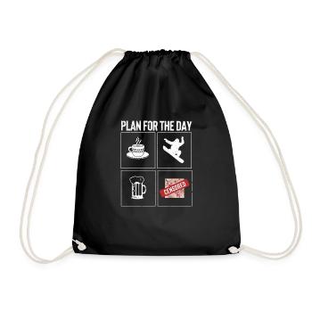 Plan For The Day Coffee Ride Snowboard Beer - Drawstring Bag - black - Front