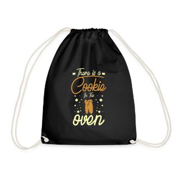 pregnancy there is a cookie in this oven christmas - Drawstring Bag - black - Front