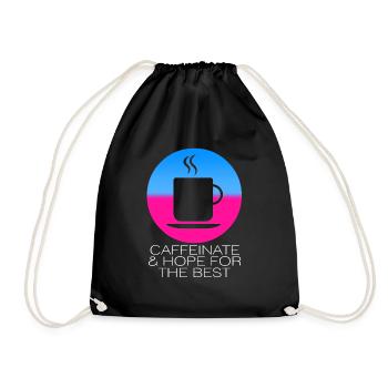 Caffeinate & Hope For The Best Coffee Lover Vapor - Drawstring Bag - black - Front