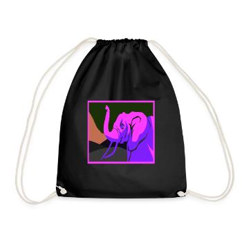 Awesome Elephant Lover Vapor Wave Designs - Drawstring Bag - black - Front