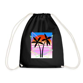 Cool Retro Palm Tree Island Vapor Wave Designs - Sac de sport léger - noir - Devant