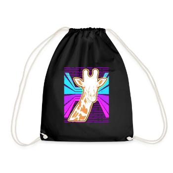 Awesome Giraffe Lover Vapor Wave Designs - Drawstring Bag - black - Front